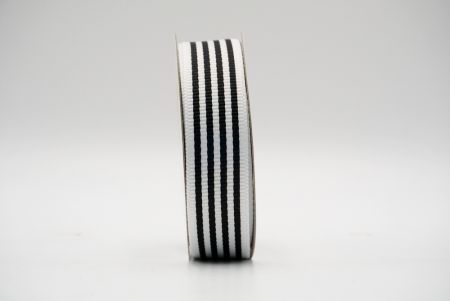 White and Black Stripes Grosgrain with Classic Lines Ribbon_K1748-001